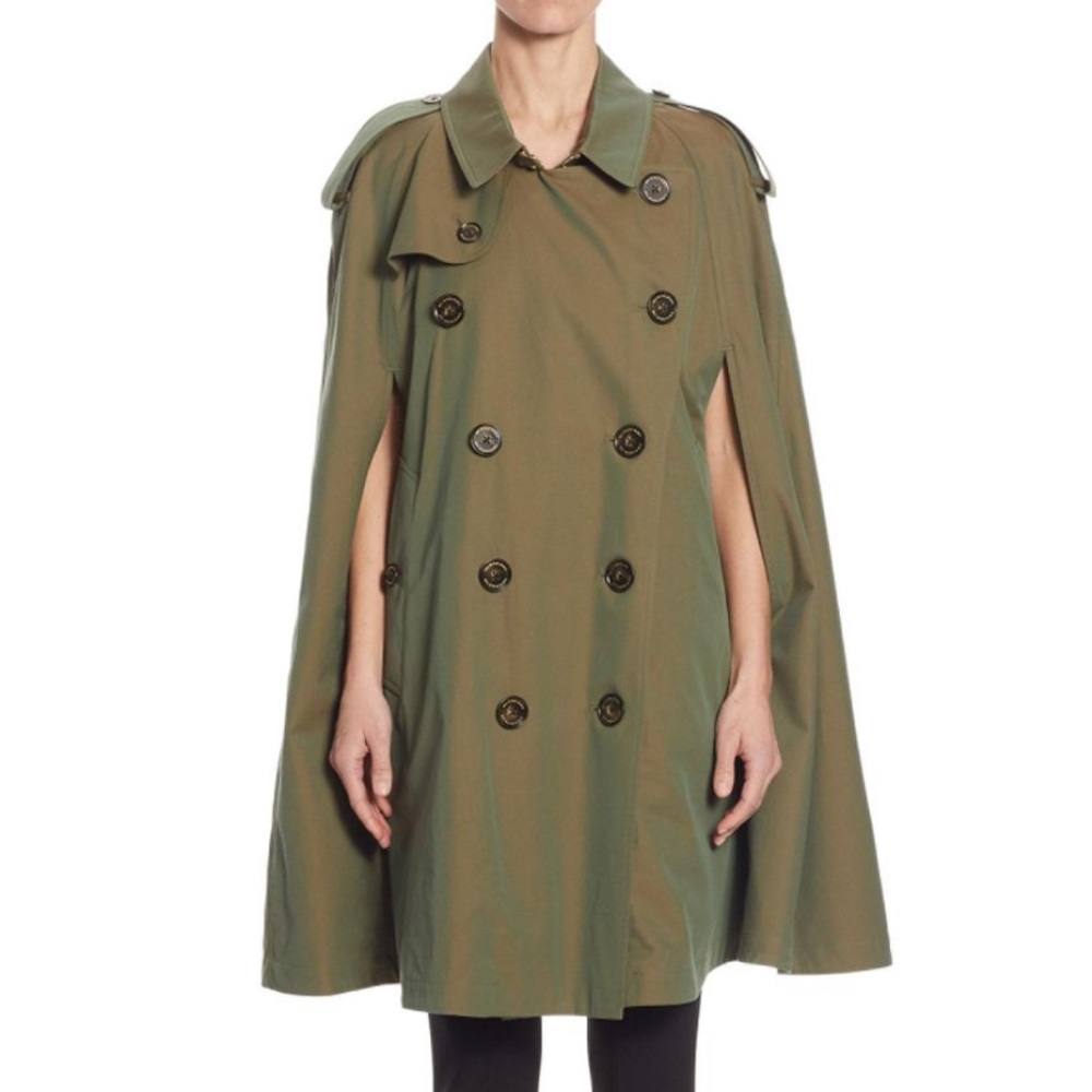 Burberry Vintage Women’s Green Iridescent Cape Trench Coat (Size UK 4)
